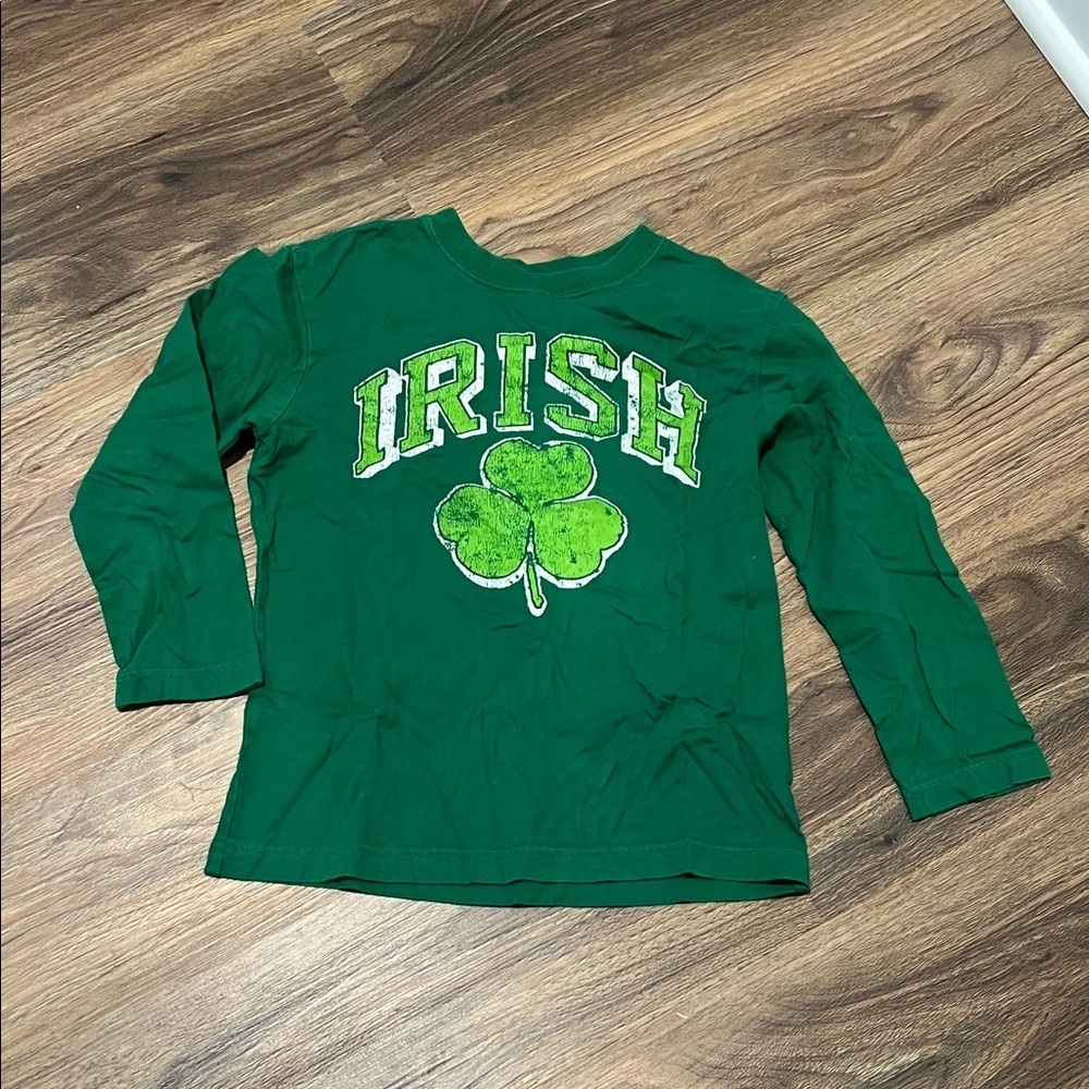 The Children's Place Green Long Sleeve 'Irish' Shirt with Shamrock Graphic